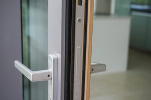 timber door with uPVC cladding closeup