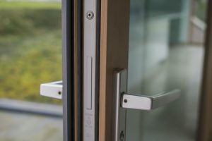 timber aluminium sliding door closeup